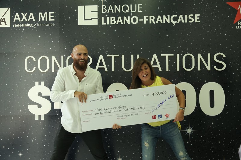 400,000$ winner thanks to BLF, AXA ME and Virgin Radio Lebanon. 